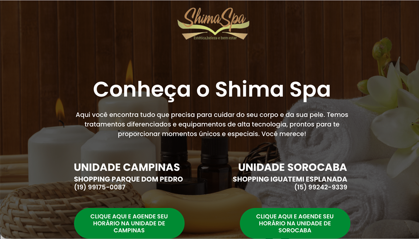 Site antes do método — Shima Spa